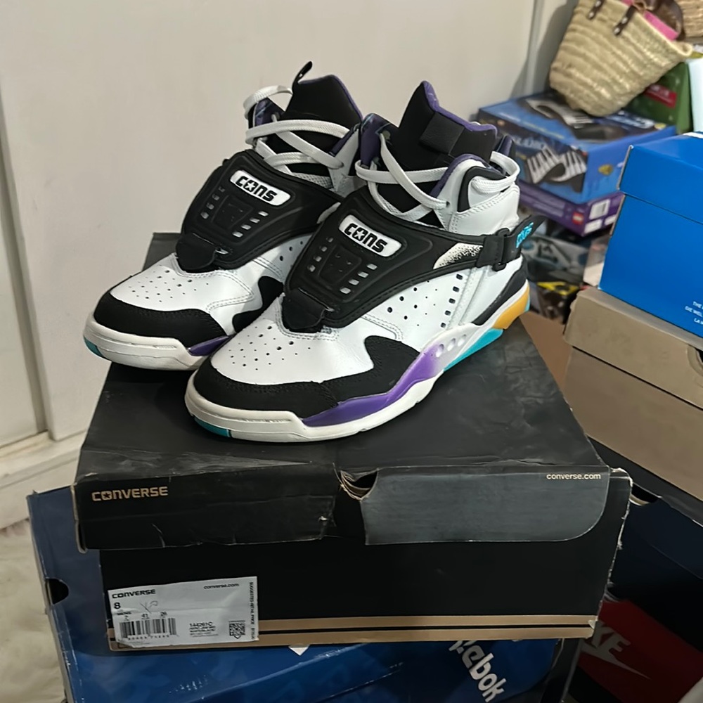 CONS  (converse) Aero Jam Mid White/Black/Purple, size 8